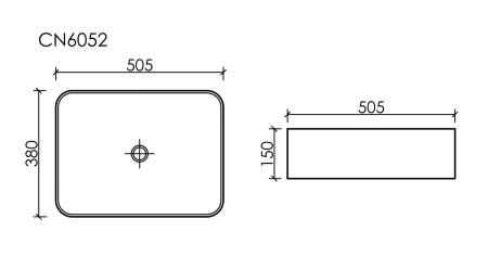 Раковина из сантехнического фарфора Ceramica Nova ELEMENT CN6052MSG 50х40 накладная цвет серый без отверстий под смеситель
